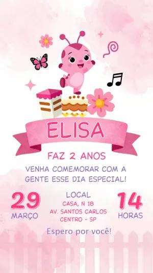 Convite Aniversário Infantil Joaninha Rosa Fofo para Editar
