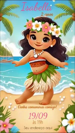 Convite Animado Aniversário Moana Baby para Editar