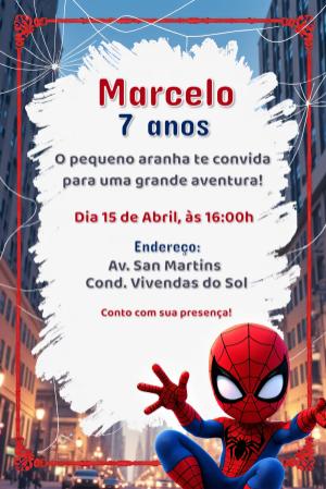 Convite de Aniversário Homem Aranha para Editar Online