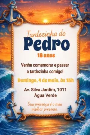 Convite de Aniversário Tardezinha Náutico para Editar