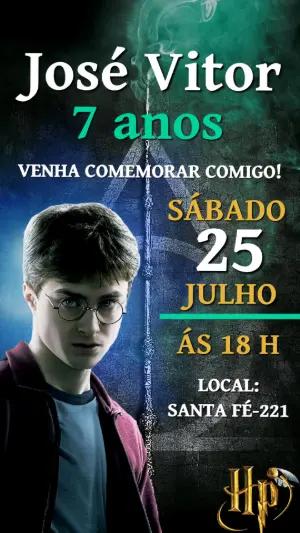 Convite de Aniversário Harry Potter Mágico para Editar Online