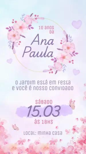 Convite Aniversário Jardim das Borboletas para Editar Online