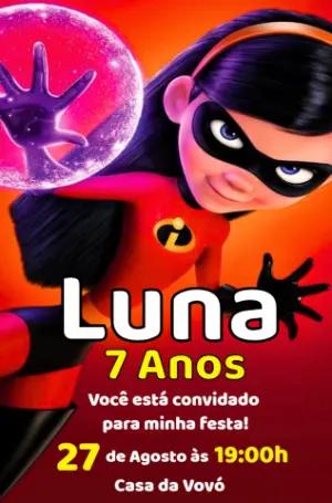 Convite Aniversário Os Incríveis Violeta para Editar Online