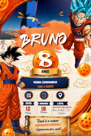 Convite Animado Dragon Ball Super: Aniversário do Goku para Editar