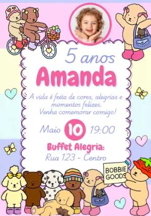 Convite de Aniversário Bobbie Goods e Foto Editável