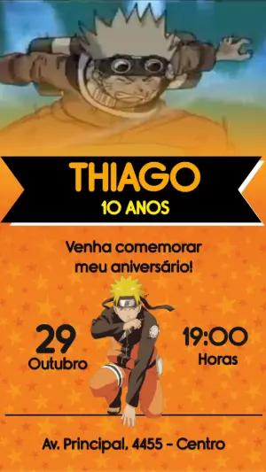 Convite Animado Aniversário Naruto para Editar Online
