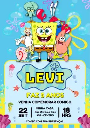 Convite de Aniversário Bob Esponja Fundo do Mar para Editar