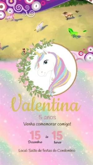 Convite Animado de Aniversário Unicórnio Mágico para Editar