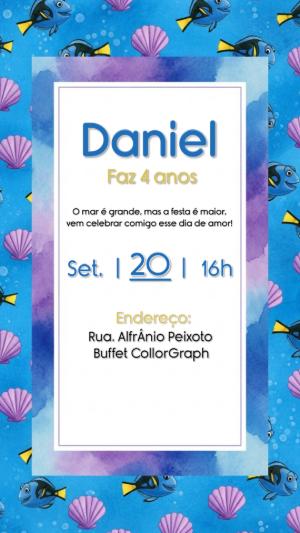 Convite de Aniversário Dory Procurando Nemo para Editar Online