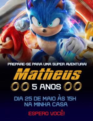Convite de Aniversário Sonic do Filme para Editar Online