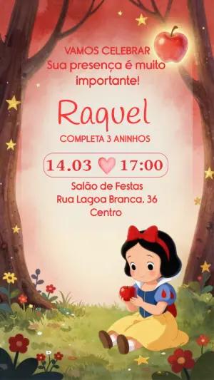 Convite de Aniversário Branca de Neve Fofo para Editar Online
