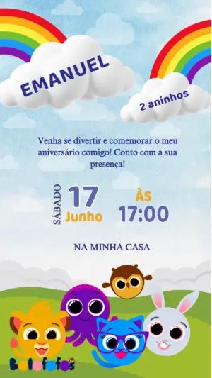 Convite de Aniversário Bolofofos com Personagens para Editar