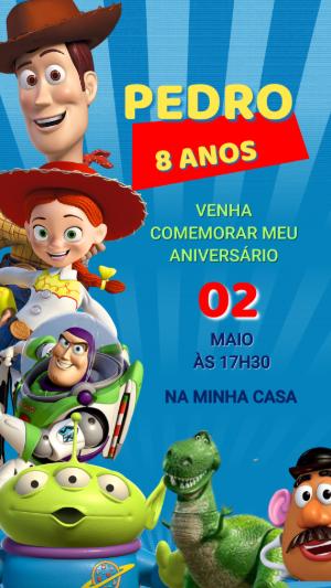 Convite de Aniversário Toy Story para Editar Online