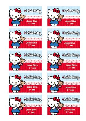 Etiqueta Escolar Hello Kitty Fofa para Editar e Imprimir