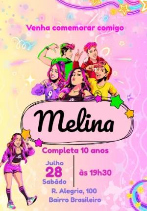 Convite de Aniversário Pop Colorido Neon para Editar