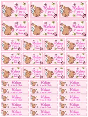 Etiqueta Escolar Capivara Fada Rosa para Editar