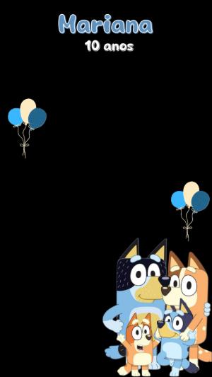Moldura para Stories Aniversário Bluey e Bingo para Editar Online