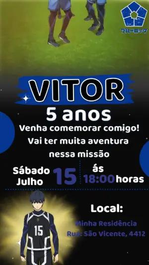 Convite Animado Blue Lock: Vídeo de Aniversário para Editar