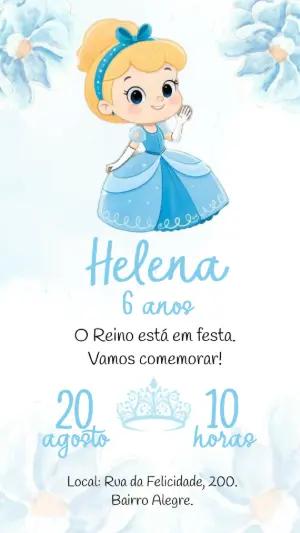 Convite Animado Aniversário Cinderela para Editar Online
