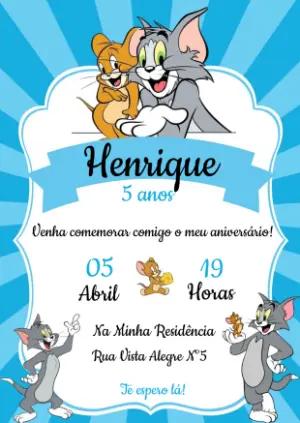 Convite de Aniversário Tom e Jerry para Editar Online