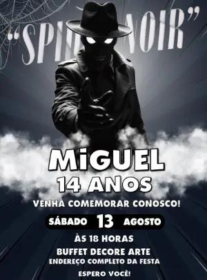 Convite de Aniversário Spider-Noir Sombrio para Editar