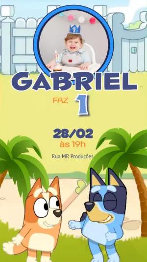 Convite Animado Bluey: Vídeo de Aniversário Infantil Editável