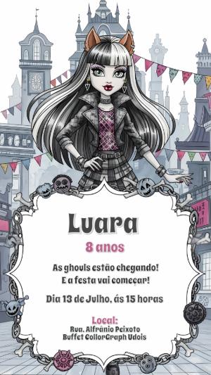 Convite de Aniversário Monster High com Ghouls para Editar Online