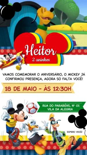 Convite Mickey e Amigos: Aniversário Infantil Editável