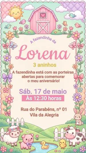 Convite Digital Fazendinha Menina Rosa para Editar