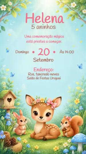 Convite Digital Aniversário Bosque Encantado para Editar