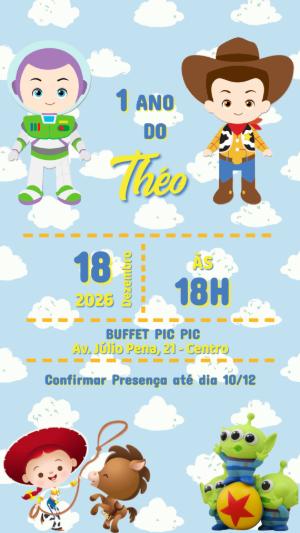 Convite Editável Aniversário Infantil Tema Toy Story