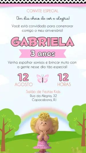 Convite de Aniversário Peanuts e Snoopy Editável para Menina