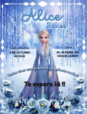 Convite de Aniversário Frozen com Elsa para Editar Online