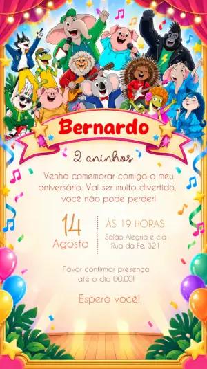 Convite de Aniversário Sing Modelo Digital Editável