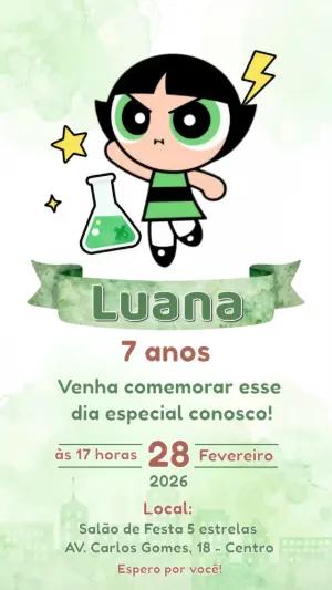 Convite de Aniversário Meninas Superpoderosas Docinho Editável