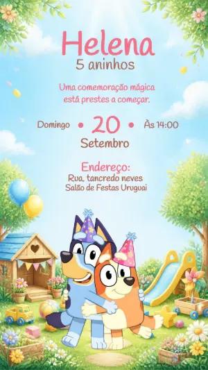 Convite de Aniversário Bluey e Bingo para Editar