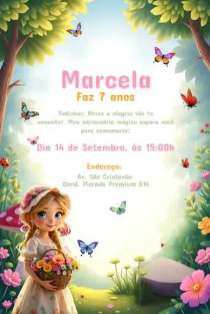 Convite Aniversário Jardim das Borboletas para Editar Online