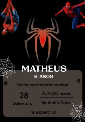Convite Aniversário Homem Aranha para Editar Online