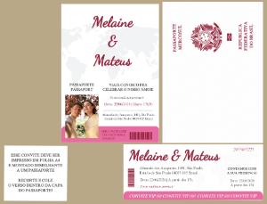 Convite de Casamento Editável Tema Viagem Estilo Passaporte com foto