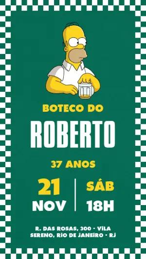 Convite Aniversário Boteco Homer Simpson para Editar Online