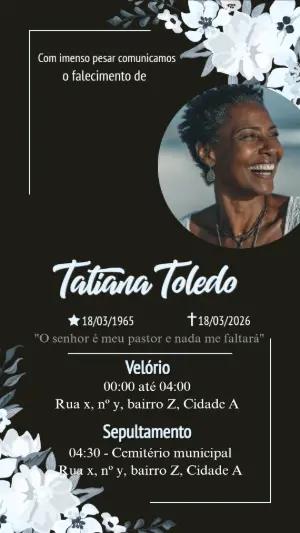 Comunicado de Falecimento Floral Sóbrio para Editar