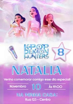 Convite Aniversário Guerreiras do K-Pop Demon Hunters