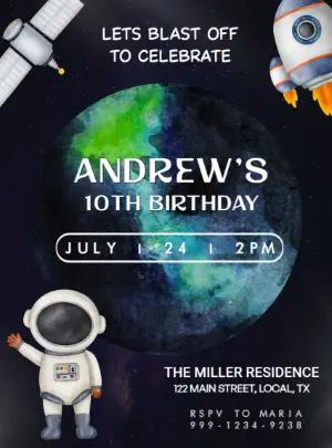 Astronaut Space Birthday Invitation to Edit Online