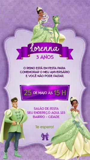 Convite Aniversário Princesa e o Sapo Editável Online