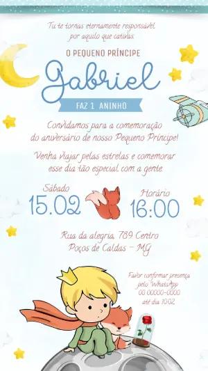Convite Digital Aniversário Infantil O Pequeno Príncipe Editável