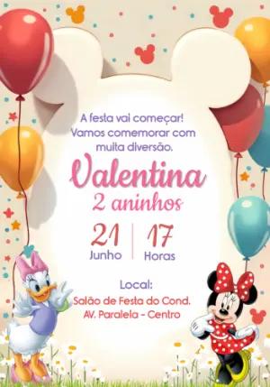 Convite Aniversário Minnie e Margarida para Editar Online