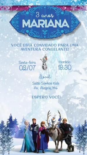 Convite Animado Frozen: Vídeo de Aniversário Infantil Editável