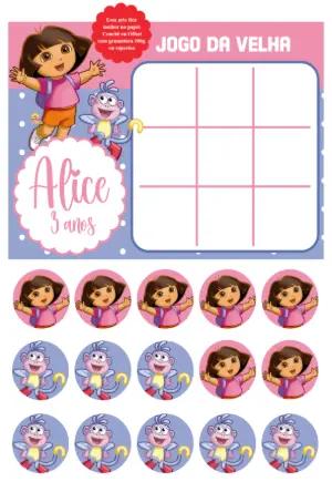 Lembrancinha Jogo da Velha Dora Aventureira para Editar