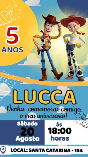 Convite de Aniversário Toy Story com Woody e Jessie para editar
