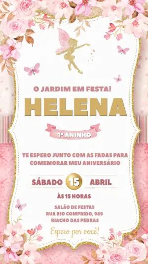 Convite Aniversário Jardim das Fadas Editável Online